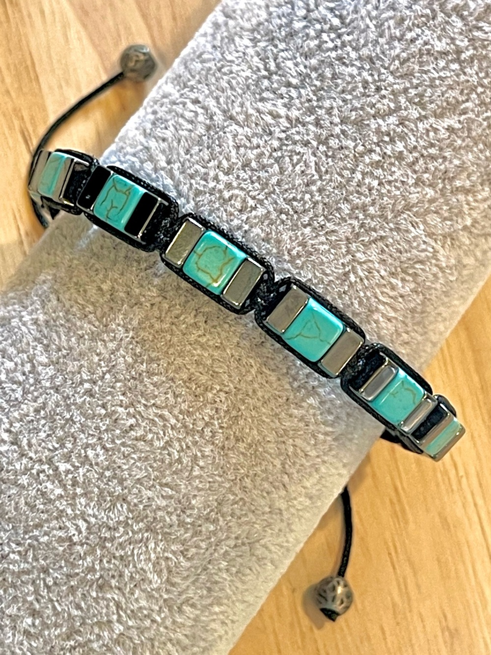 🌑Otta Silver 925 Turquoise & Hematite Macrame Beaded Bracelet🌑